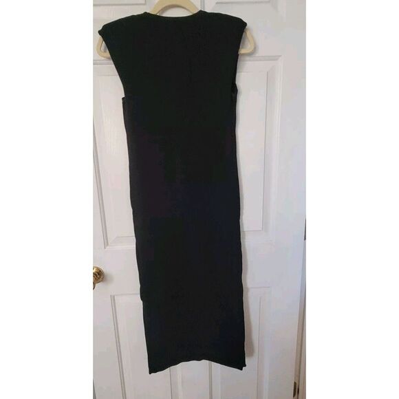 J.Crew Sweater Dress Sleeveless Stretch Viscose Blend Black Midi Slit XS BY824 - Picture 3 of 7